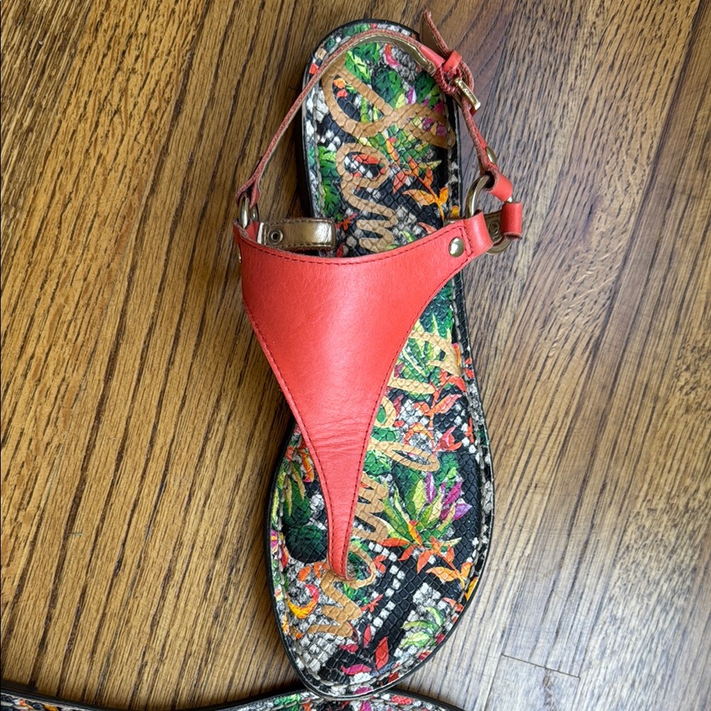 Sam Edelman Red and Multicolor Patterned Sandals - Picture 3 of 5